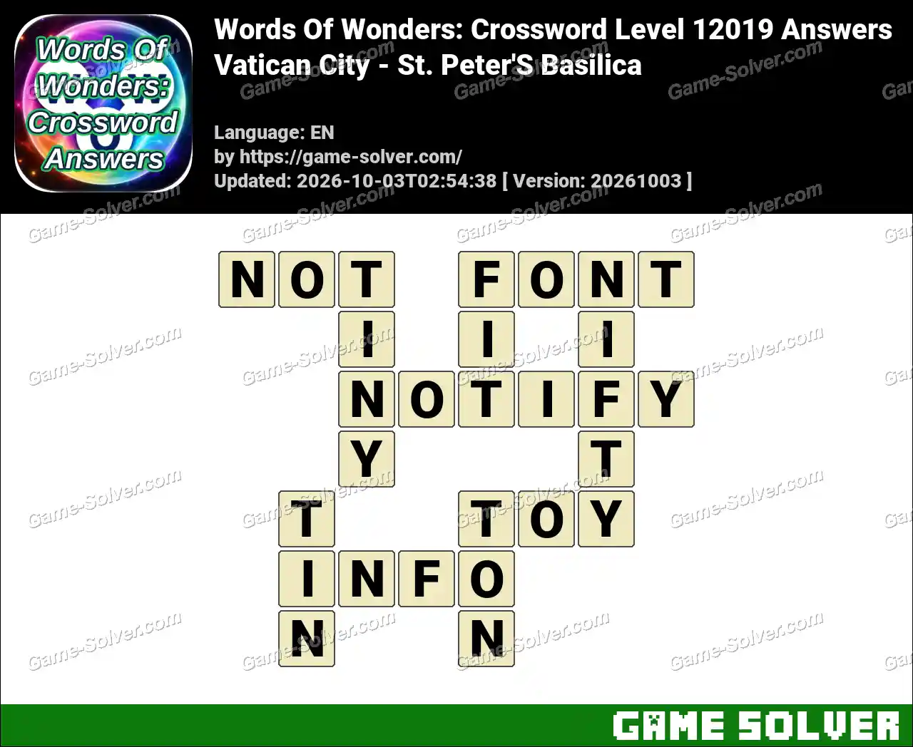 Words Of Wonders: Crossword Level 12019 Answers – Vatican City – St. Peter’S Basilica